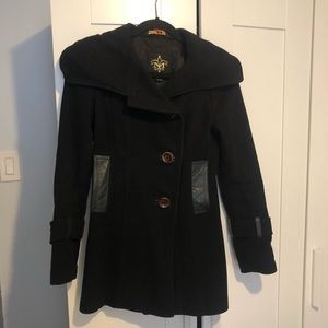 Black Authentic Mackage Wool and Cashmere Trench Coat